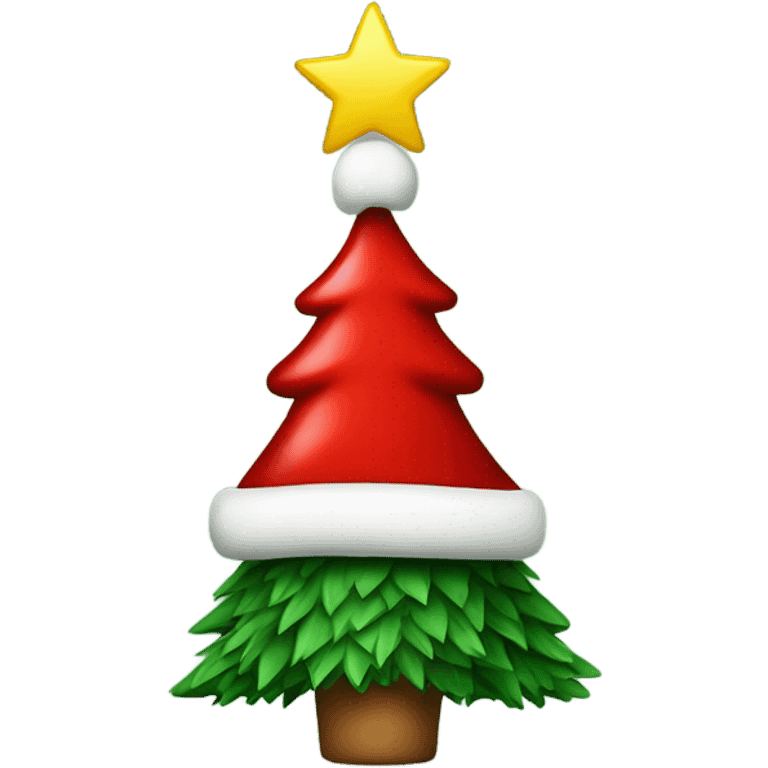 Christmas tree with a Santa hat on it  emoji