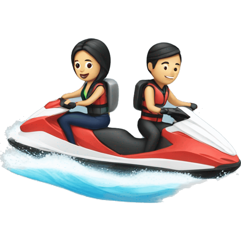 Asian couple on jet ski emoji