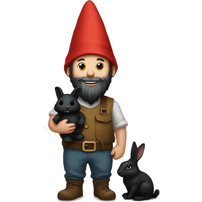 Gnome holding a black bunny  emoji