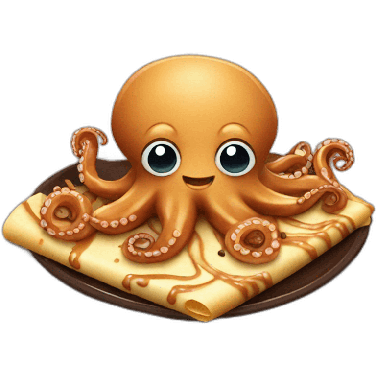 Octopus eating chocolate crepe  emoji