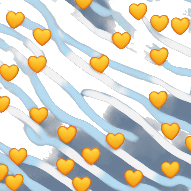 A heart with an orange stripe, a yellow stripe, a white stripe, a light blue stripe, and a dark blue stripe emoji