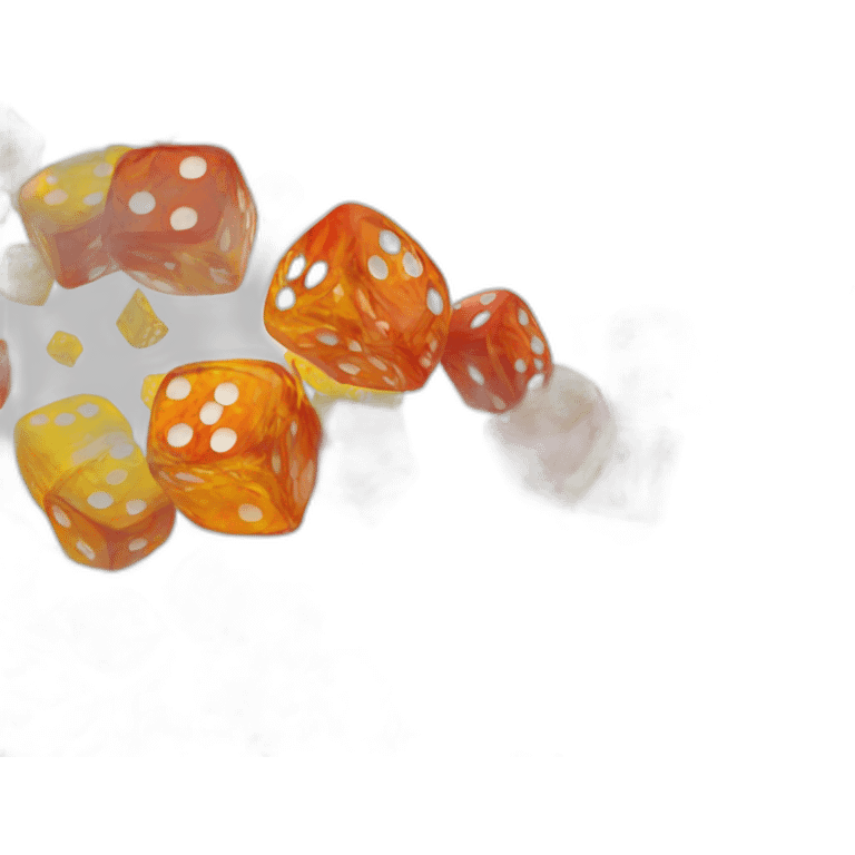 a dice 20 red, orange, yellow emoji