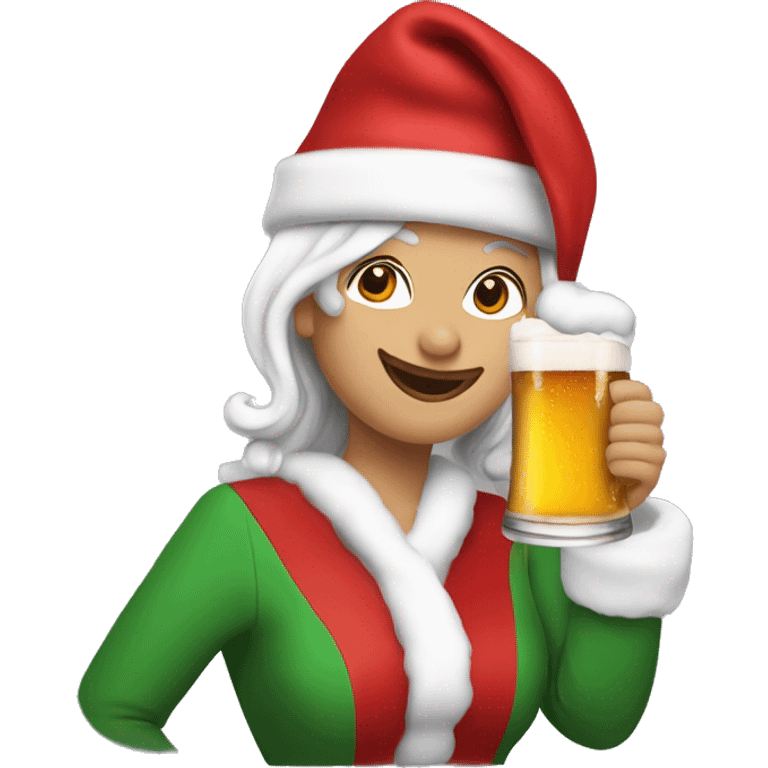 3 Mrs clause drinking beer emoji