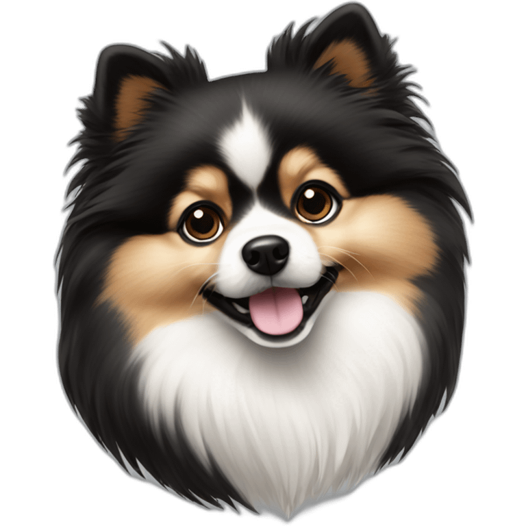 pomeranian black white dog emoji