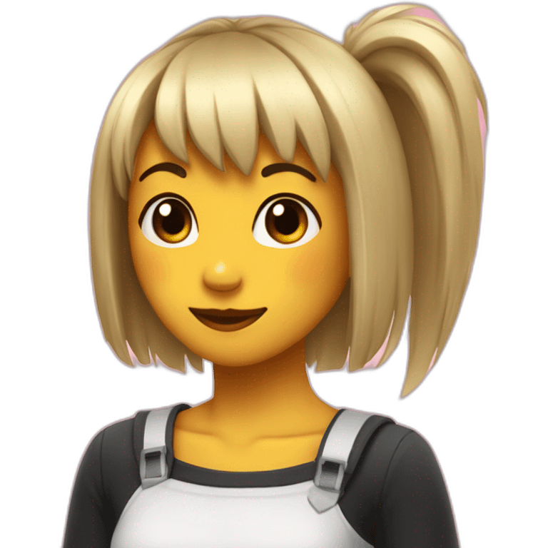 Chica con pelo negro y flequillo con un corazón versión anime emoji