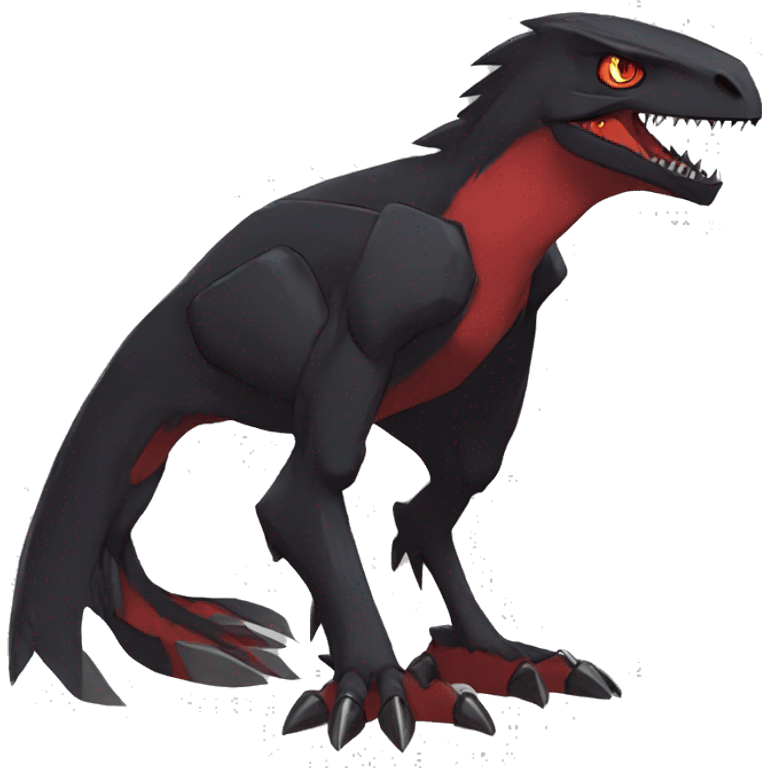  Cool Edgy Black Red Digimon-Fakemon-Raptor-Reptile full body emoji