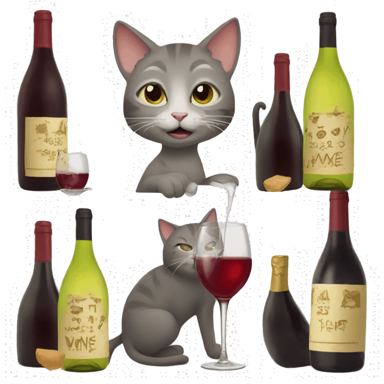 The cat drinks wine emoji