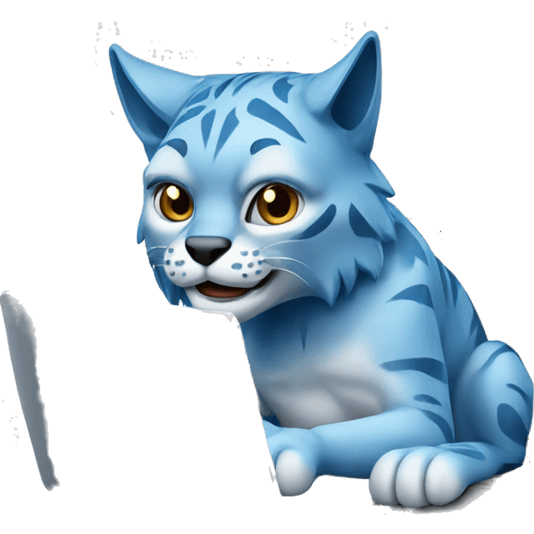 A blue lynx with a laptop emoji