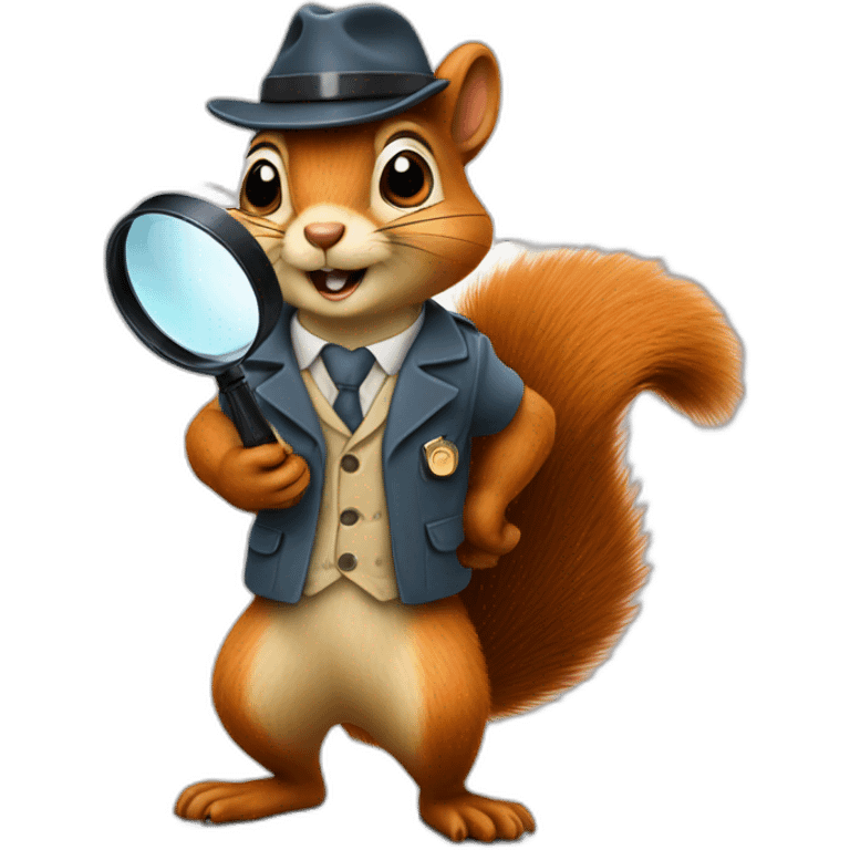 realistic detective squirrel holding a magnifying glass emoji