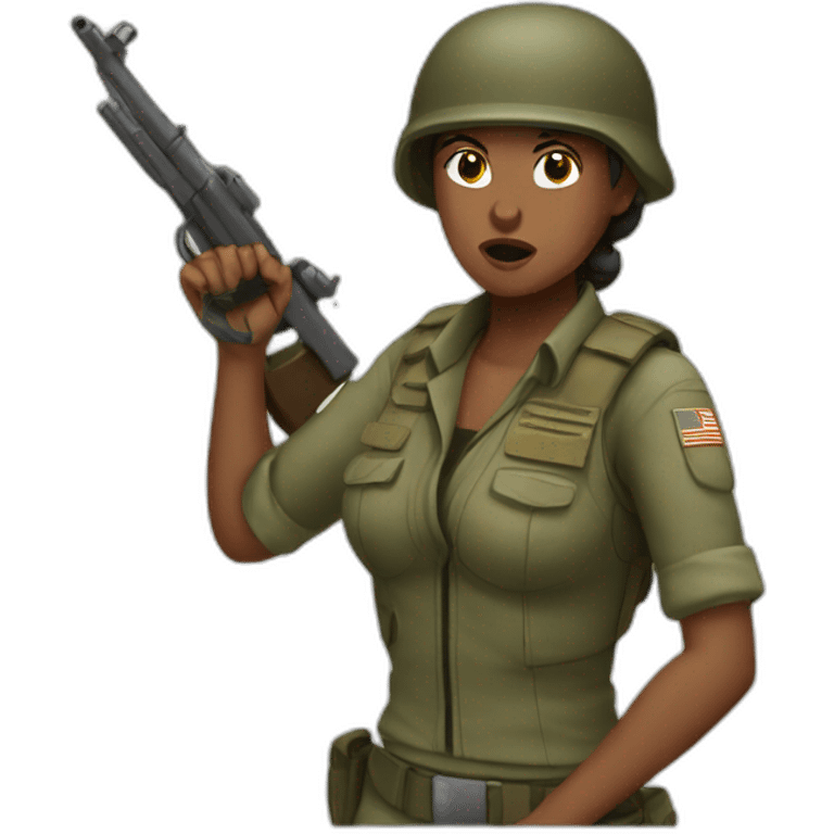 Woman fighting in war emoji