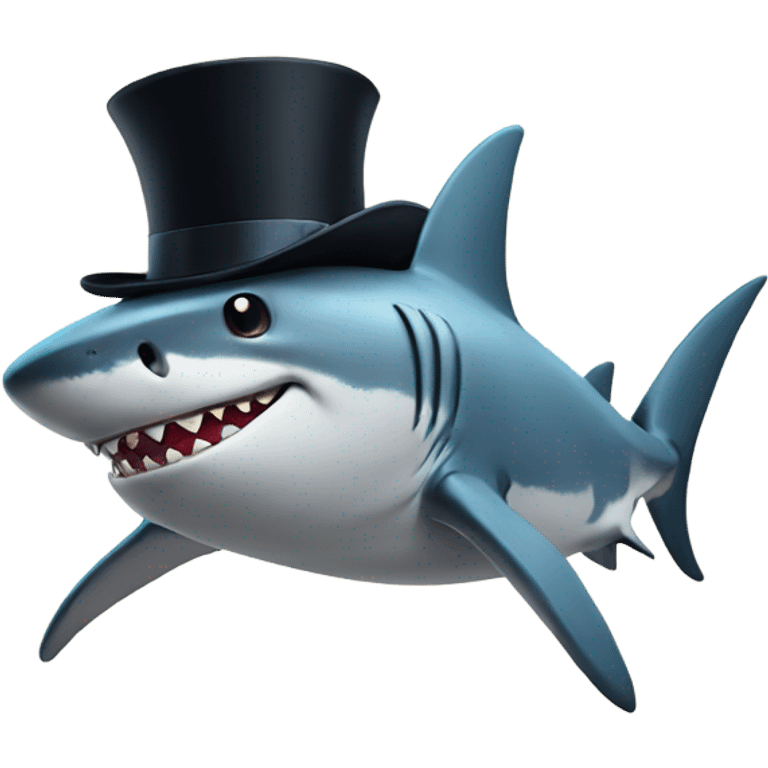 Shark with a top hat emoji