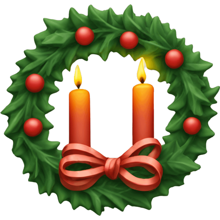 Two candle with christmas wreath emoji