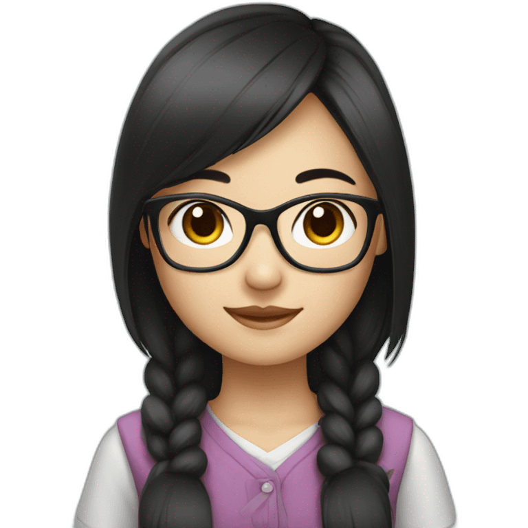 a Chinese girl student with black hair glasses emoji