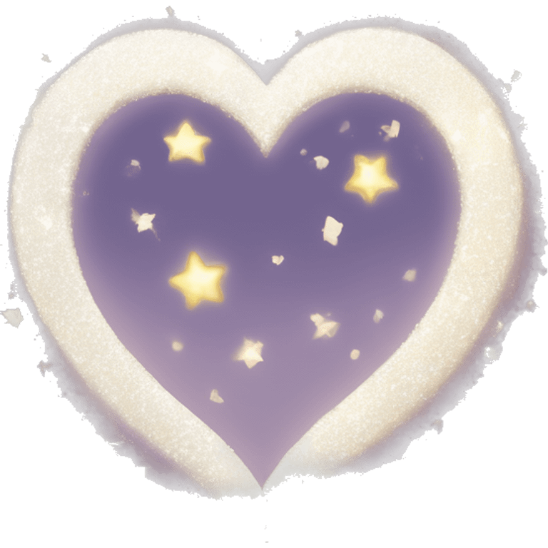 white heart around glitter and shine with moon crescent emoji