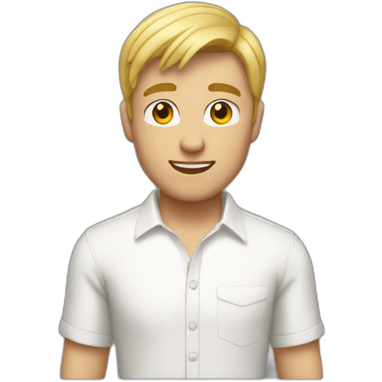 blond short hair man skinny slight stubble white shirt emoji