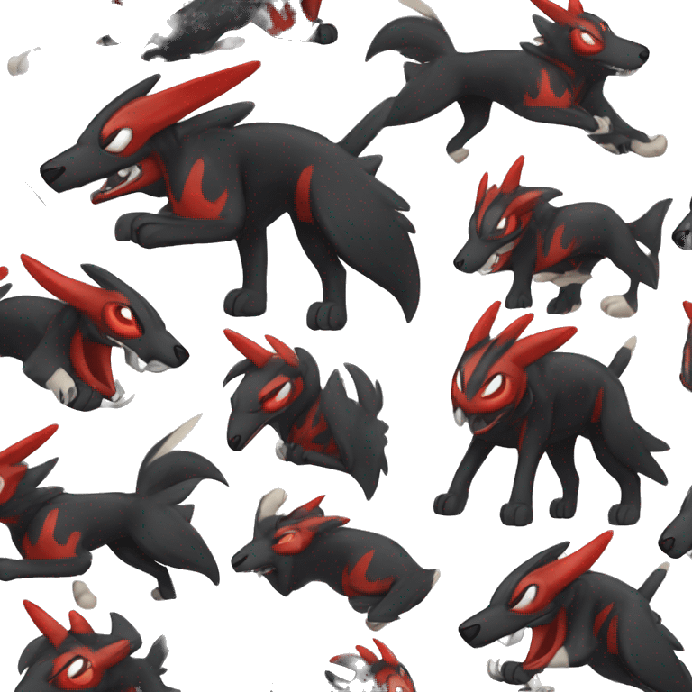 Black Cool Edgy Nargacuga-Houndoom-Fakémon  with White and Red Edgy markings emoji