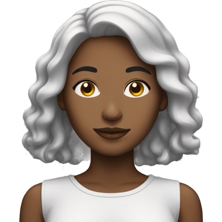 Mujer con cabello negro y iluminaciones blancaa emoji