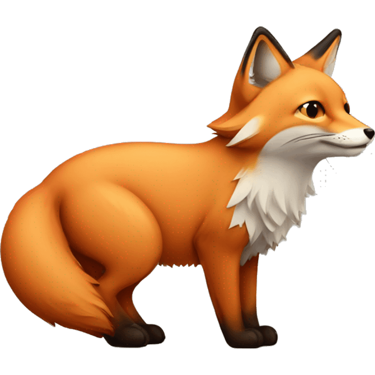 fox with small lynx inside belly emoji