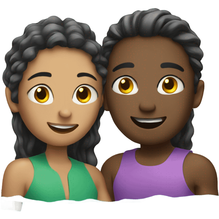 Two friends swimming in a pool emoji