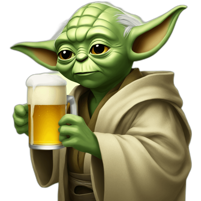 yoda with a beer emoji