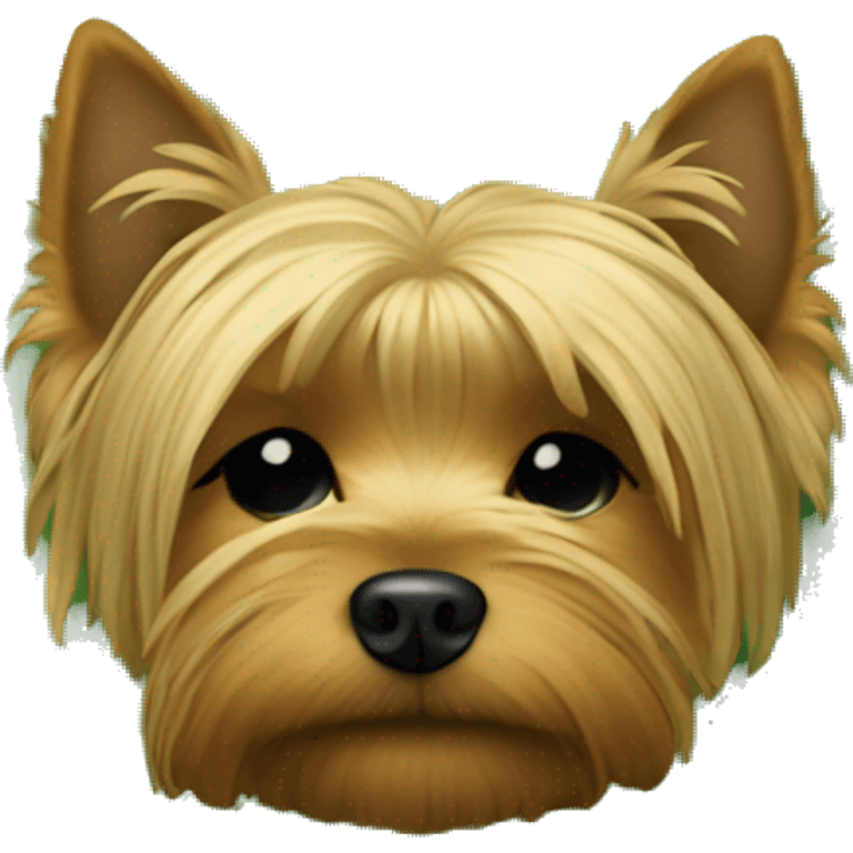 Yorkie dog laying on a green pillow sleeping emoji