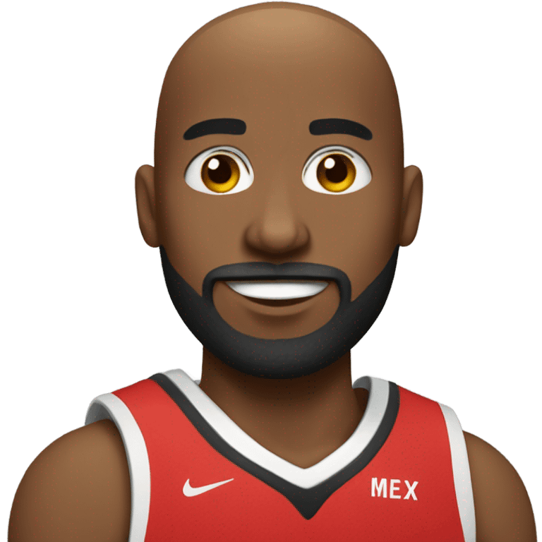 A bald Black basketball player with a beard and goatee  emoji