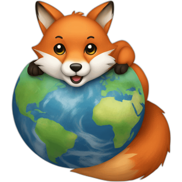 Fox holding the earth  emoji