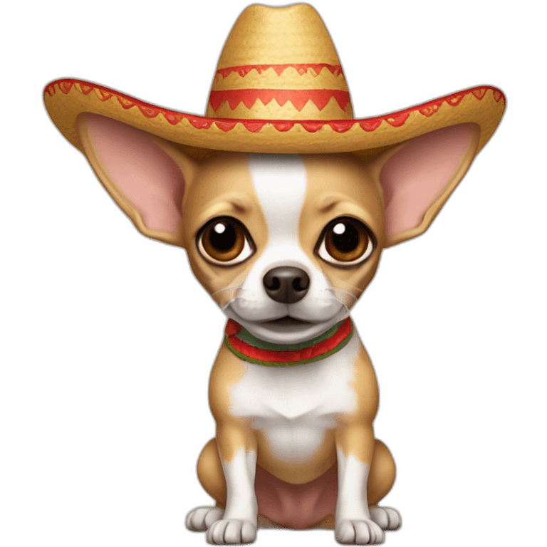 Chihuahua in Mexican hat adios emoji