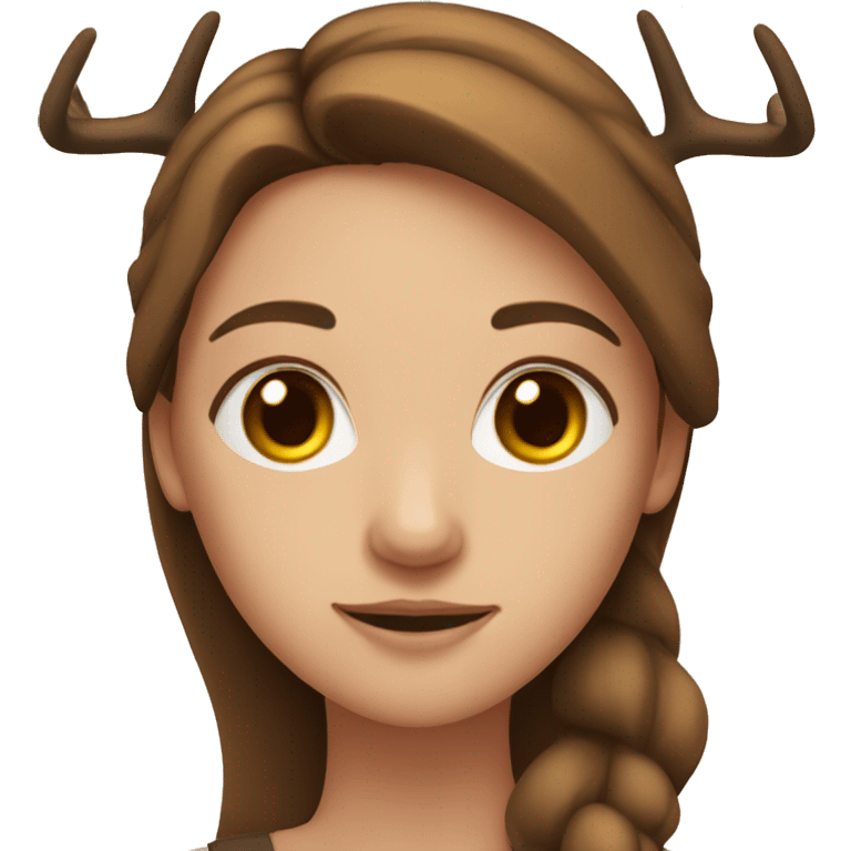 Girl with deer antlers and brown hair emoji