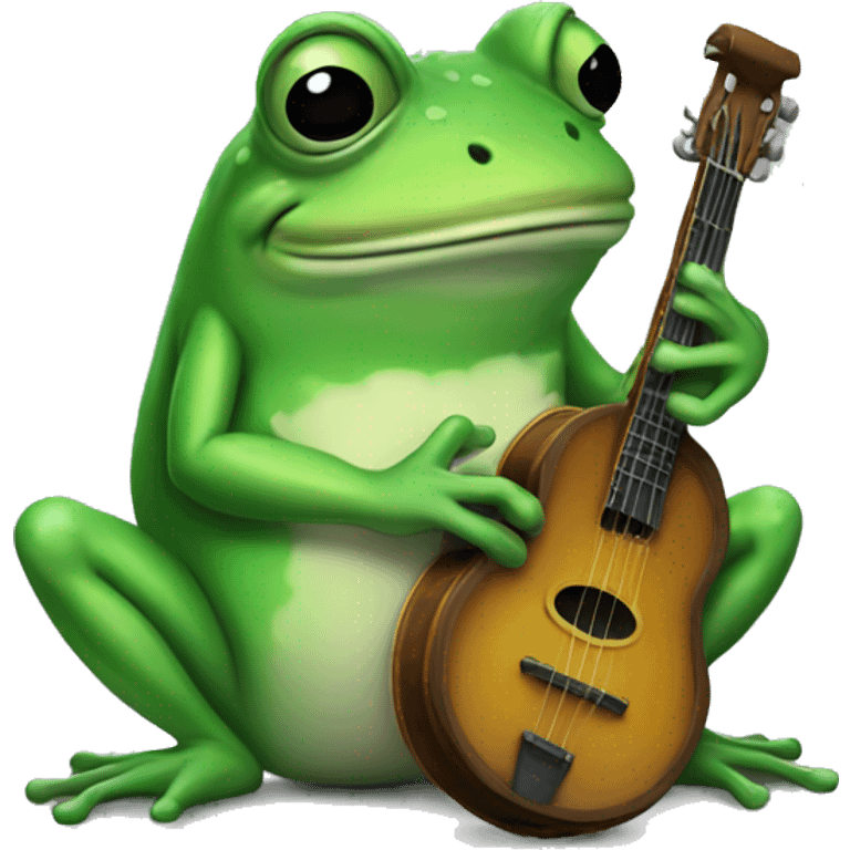 very sad frog that is crying with a banjo emoji