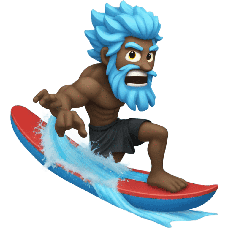 Hades surfing down a water slide emoji