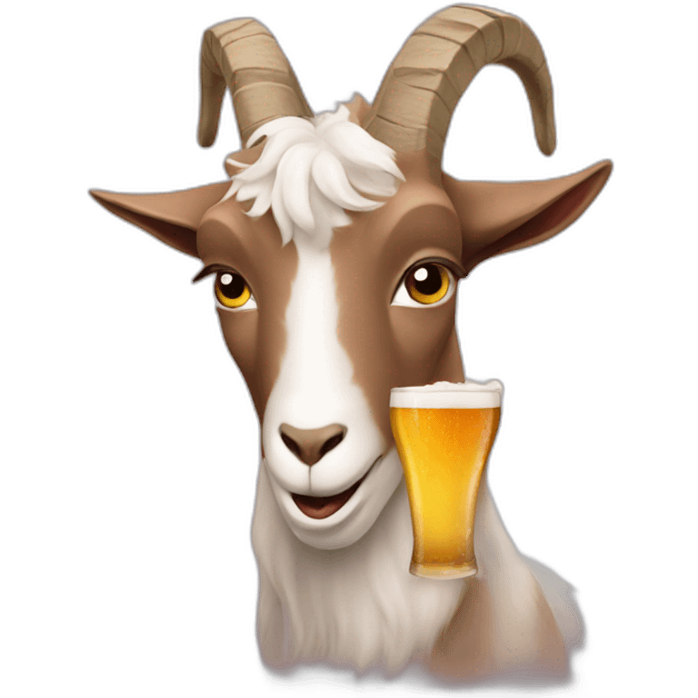 Goat drinks beer emoji