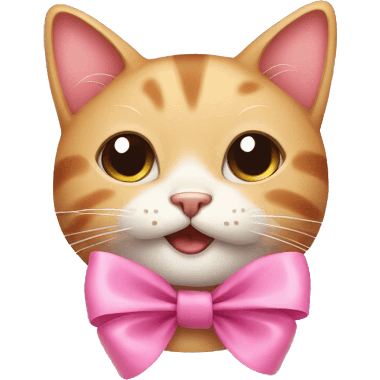 Smiling cat with pink bow  emoji