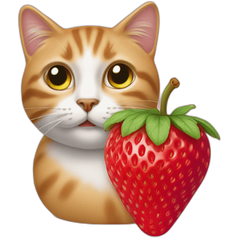 Un chat sur une fraise  emoji