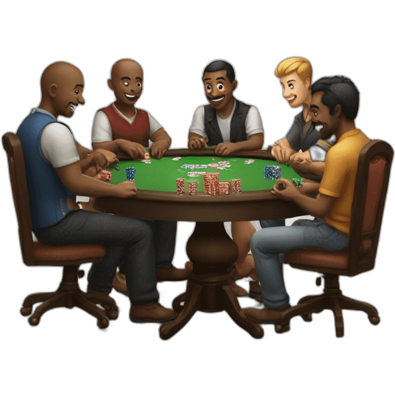 eight people play poker emoji