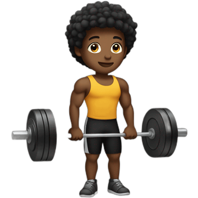 Black boy weight lifting  emoji