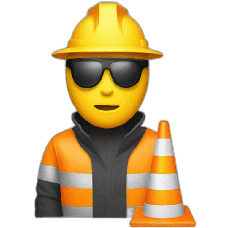 yellow man with traffic cone with black rim on their head emoji