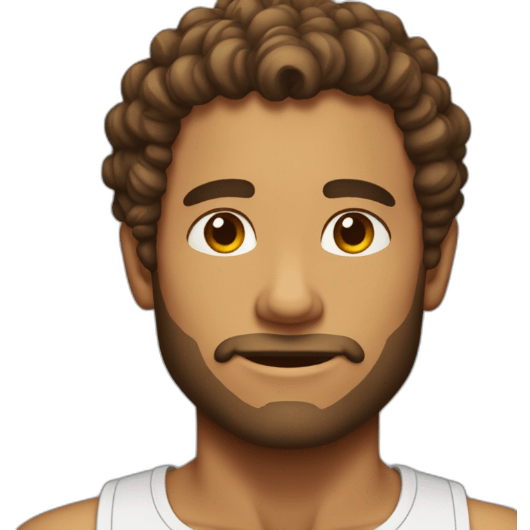 tanned man with a small beard and curly hair just on top emoji