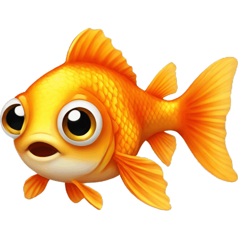 small cute gold fish with big eyes  emoji