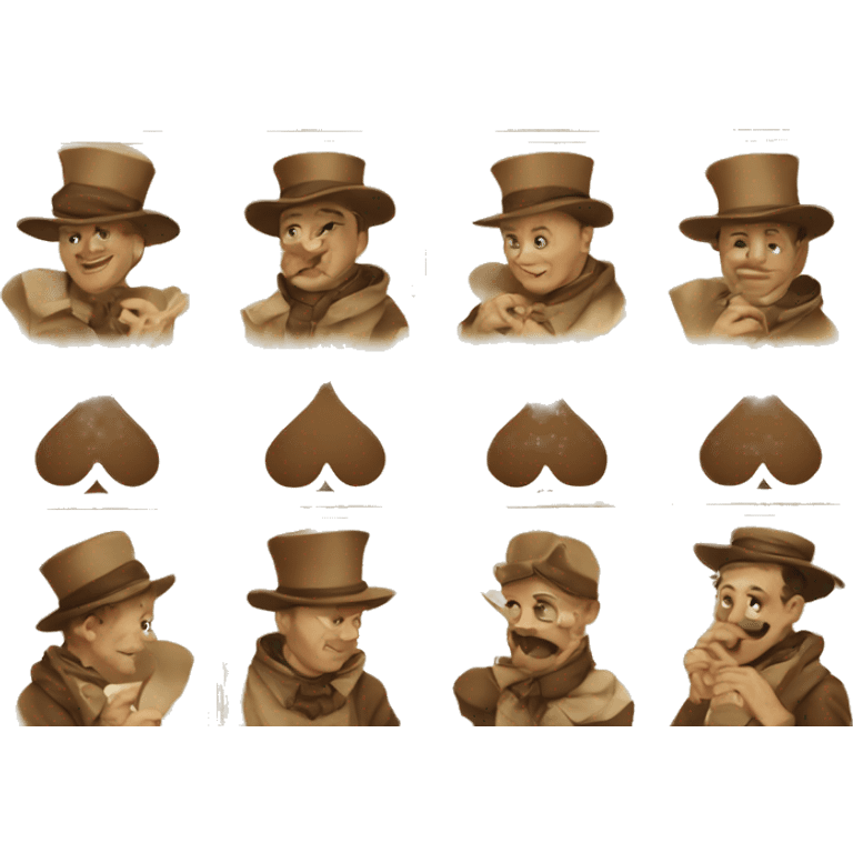 Beige and brown vintage of five playin cards emoji