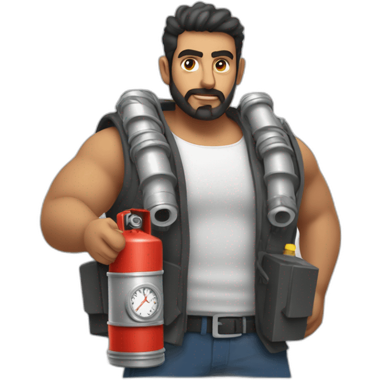 arab man in large bulky vest with gas canisters, electrical wires and an analog clock emoji