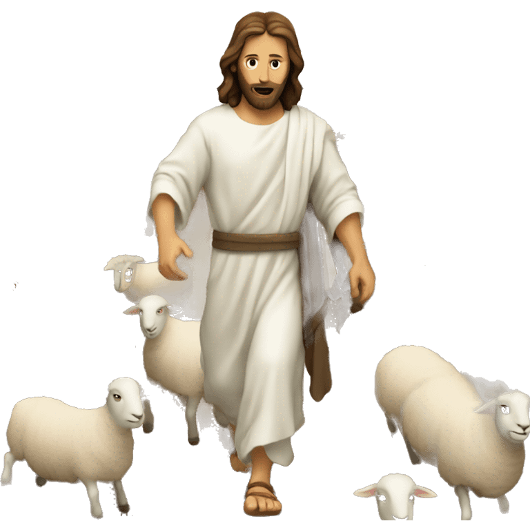 Jesus leaving the 99 sheep to go after the 1 sheep emoji