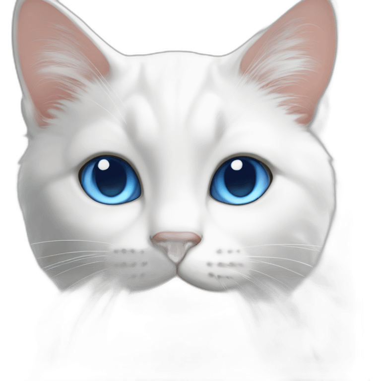 White cat with sabe color fur blue eyes emoji