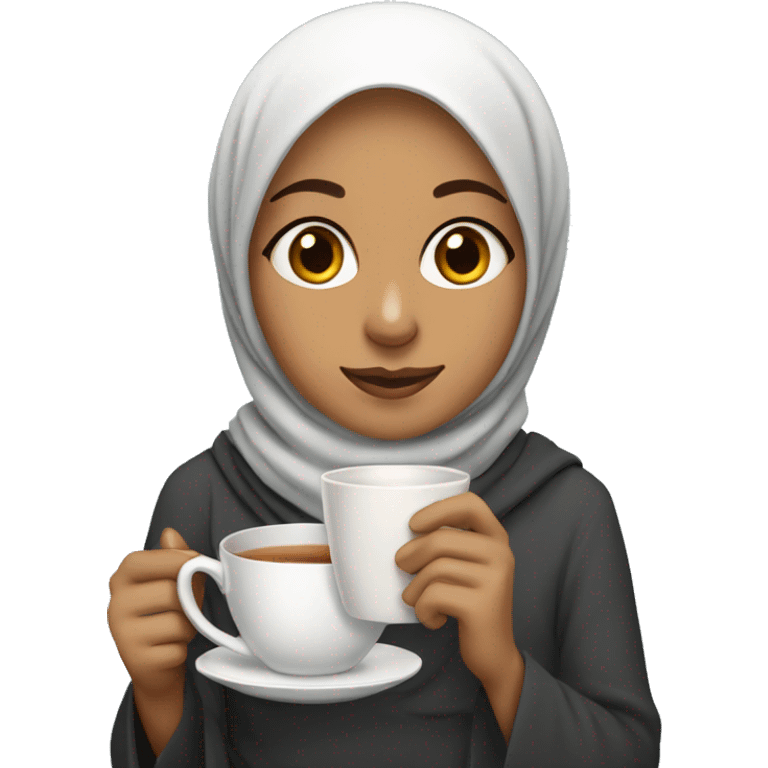 muslim girl with small brown eyes sipping tea emoji