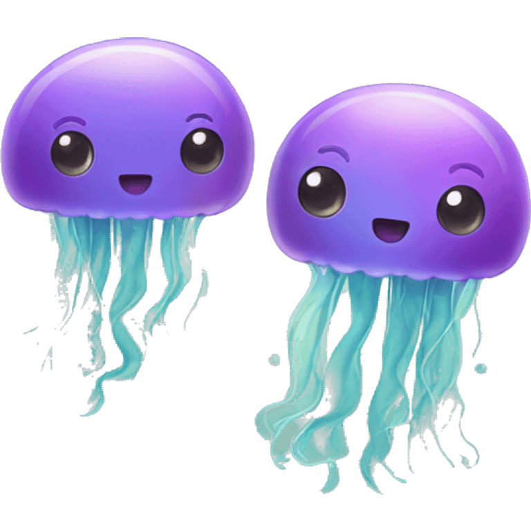 Two cute jellyfish swimming  emoji