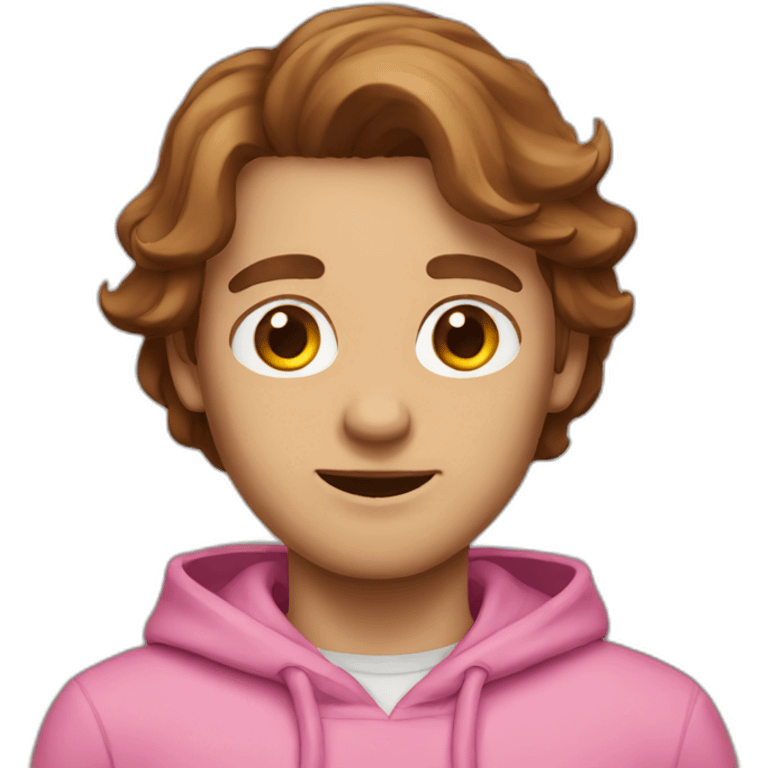 guy with a pink hoodie and brown hair emoji