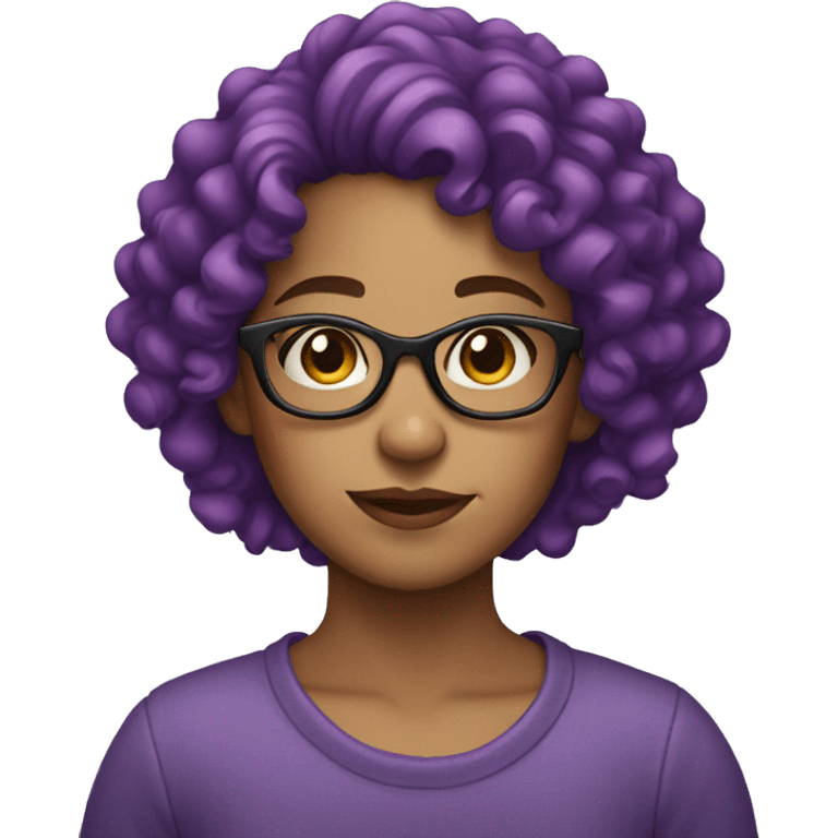  girl in glasses with purple curly hair emoji