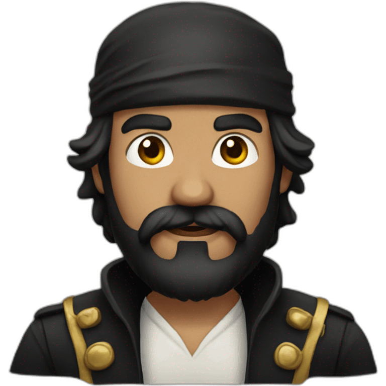 Black hair-Beard-pirate emoji