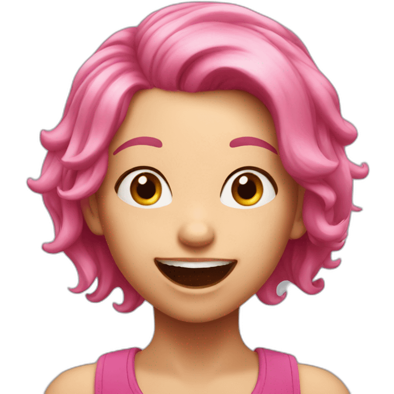 excited pink hair girl emoji