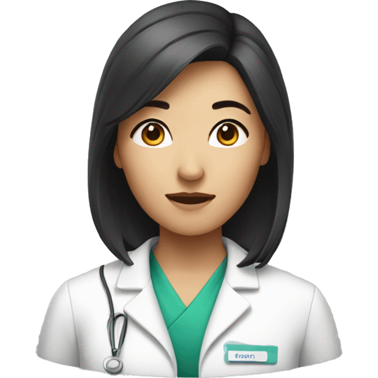 Medium hair Asian woman pharmacist emoji